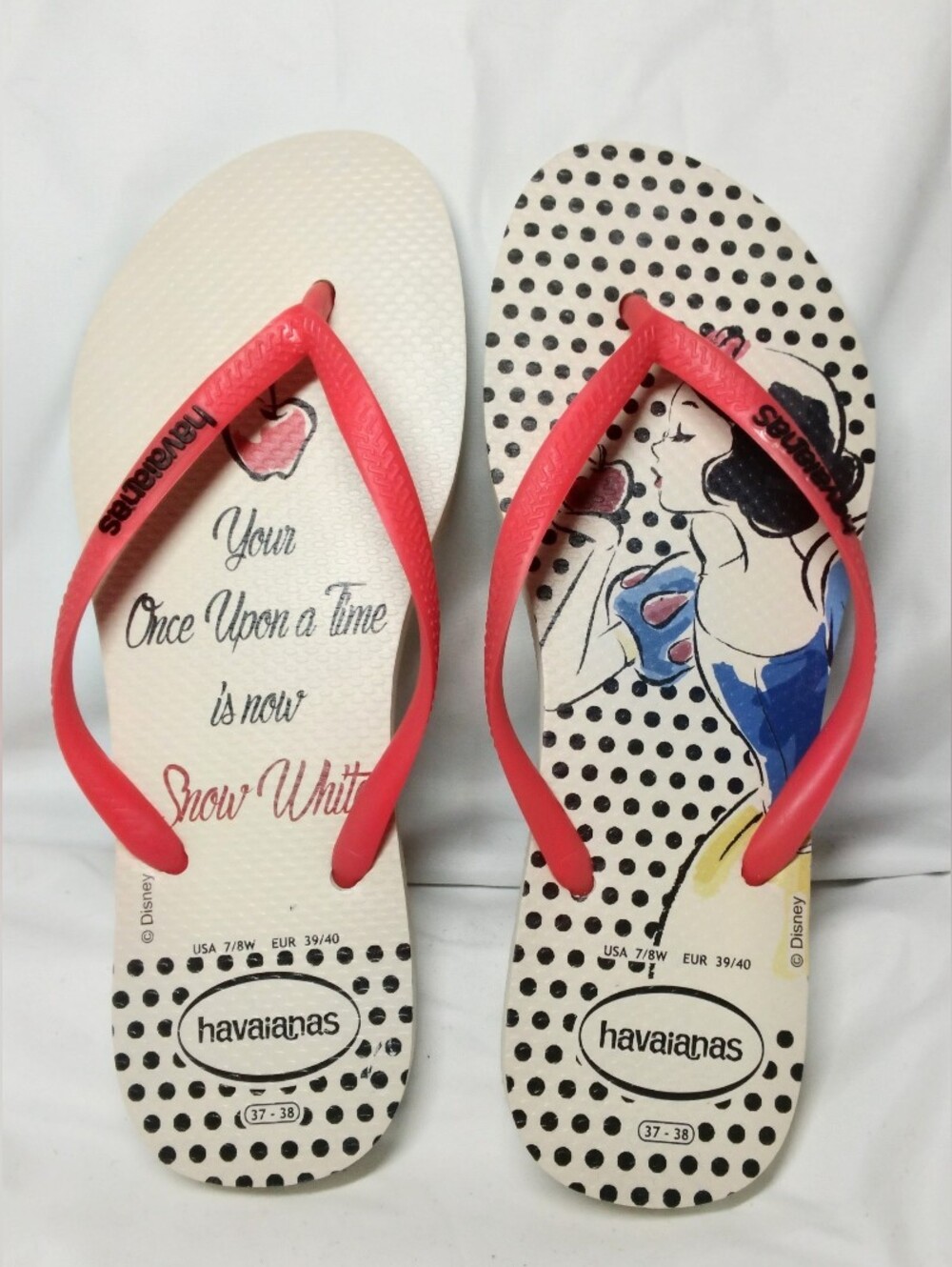 Havaianas Disney Princess Snow White Flip Flops Women's Size 7/8